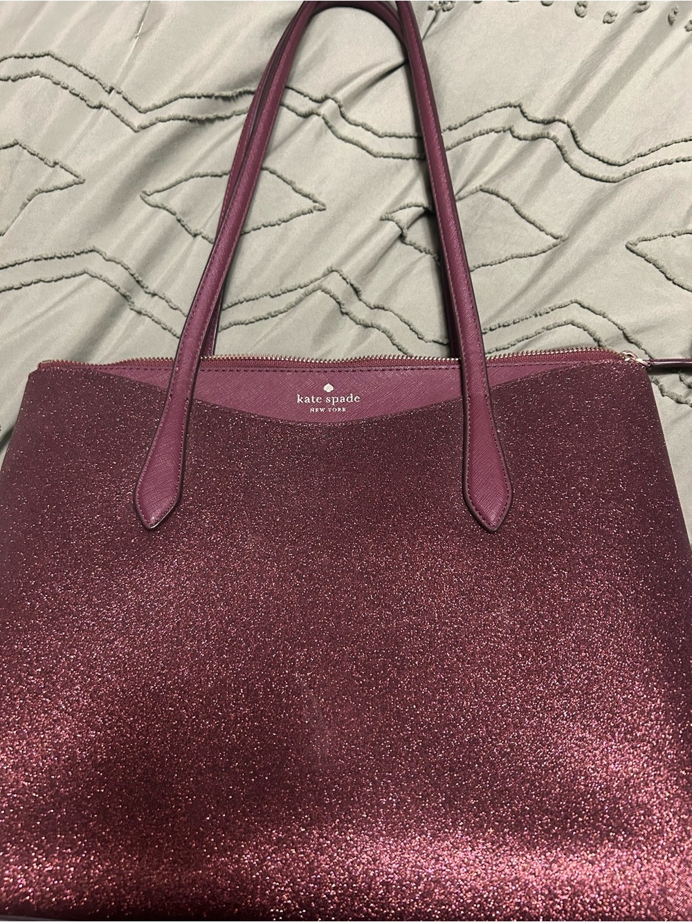 kate spade glitter tote in berry